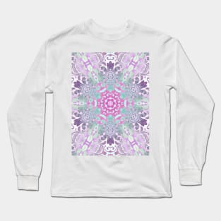 1980s girly preppy bohemian pastel pink lilac purple mandala Long Sleeve T-Shirt